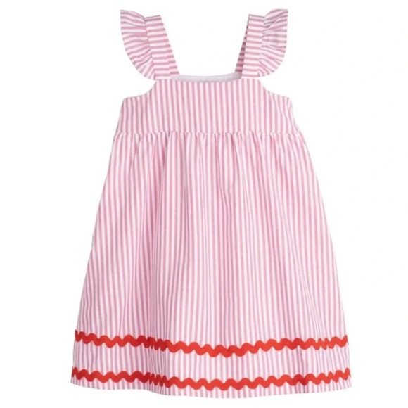 Maison Me Talia Red Pink Stripe Dress, Size 12Y - Picture 1 of 5